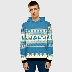 Толстовка-худи мужская Sweater with deer on a blue background, цвет: 3D-черный — фото 2