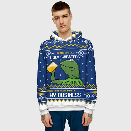 Мужская толстовка I heard you like ugly sweaters / 3D-Белый – фото 3