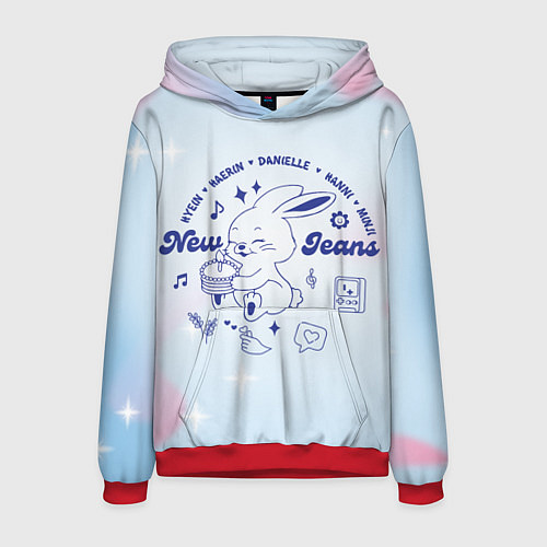 Мужская толстовка Newjeans bunny / 3D-Красный – фото 1