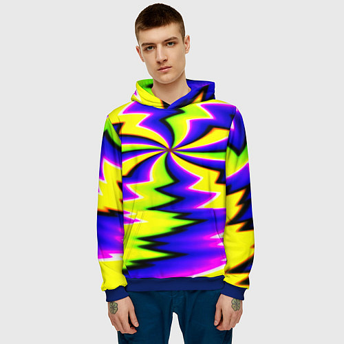 Мужская толстовка Неоновая фрактальная абстракция / 3D-Синий – фото 3