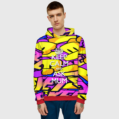 Мужская толстовка Сохранять спокойствие / 3D-Красный – фото 3