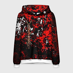 Толстовка-худи мужская Красная иллюстрация киберпанк, цвет: 3D-белый