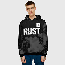 Толстовка-худи мужская Rust glitch на темном фоне посередине, цвет: 3D-черный — фото 2