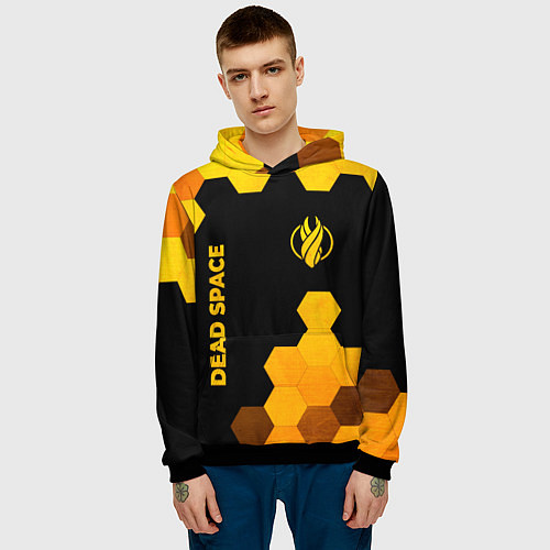 Мужская толстовка Dead Space - gold gradient вертикально / 3D-Черный – фото 3