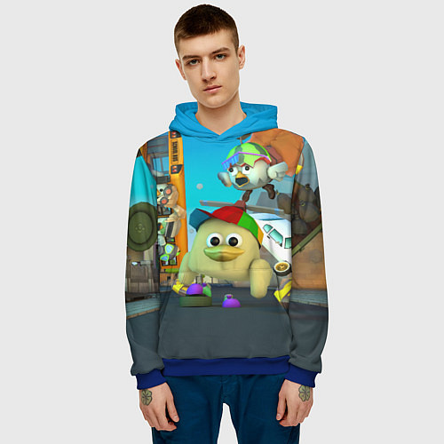 Мужская толстовка Маленький Мальчик Чикен Ган / 3D-Синий – фото 3