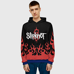 Толстовка-худи мужская Slipknot в огне, цвет: 3D-синий — фото 2