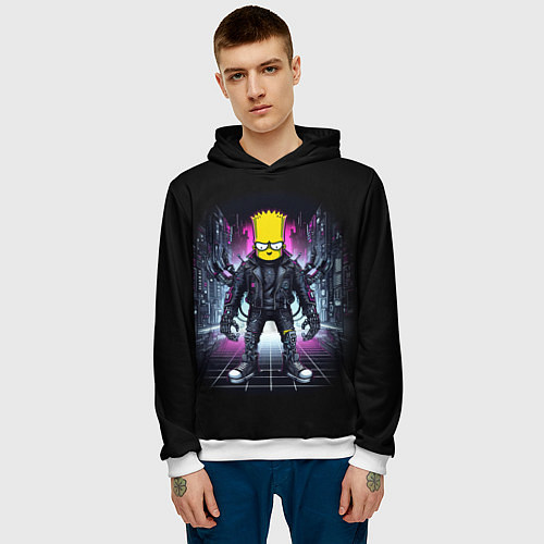Мужская толстовка Cool Bart Simpson - cyberpunk - ai art / 3D-Белый – фото 3