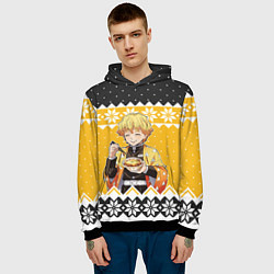 Толстовка-худи мужская Зеницу новогодний свитер, цвет: 3D-черный — фото 2