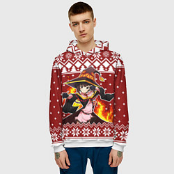 Толстовка-худи мужская Мегумин свитер новогодний, цвет: 3D-белый — фото 2