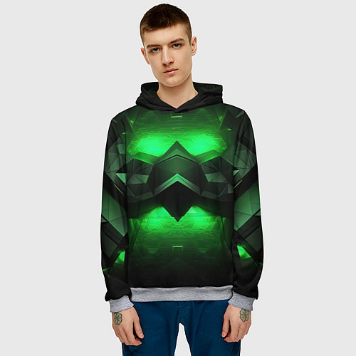 Мужская толстовка Абстрактное царство зелени / 3D-Меланж – фото 3