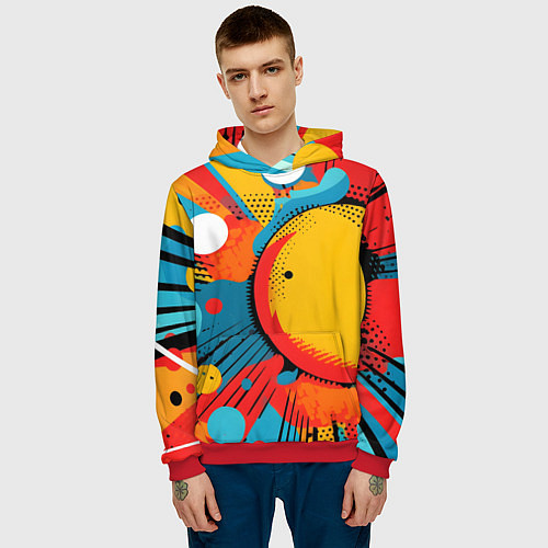 Мужская толстовка Поп-арт абстракция / 3D-Красный – фото 3