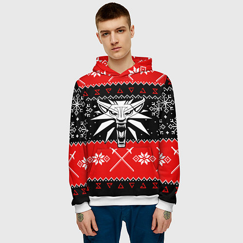 Мужская толстовка The Witcher christmas sweater / 3D-Белый – фото 3