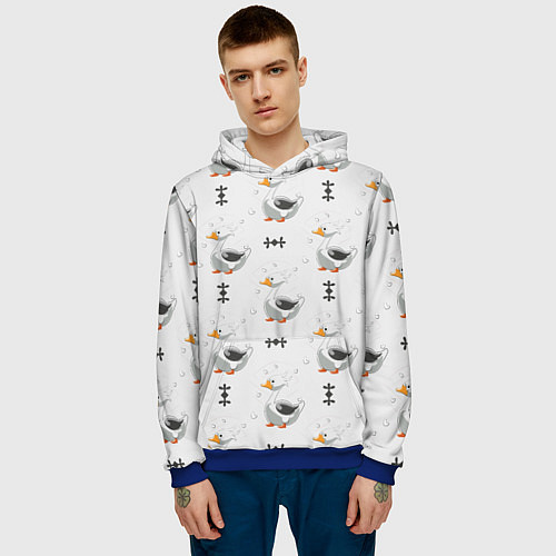 Мужская толстовка Гусь и фигуры / 3D-Синий – фото 3