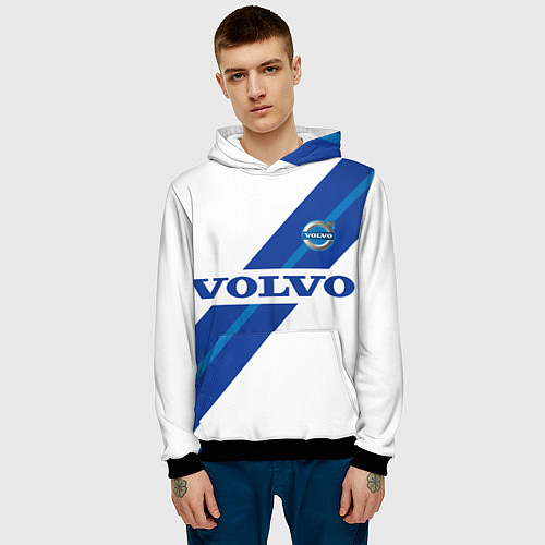 Мужская толстовка Volvo - white and blue / 3D-Черный – фото 3