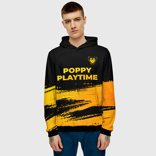 Мужская толстовка Poppy Playtime - gold gradient посередине / 3D-Черный – фото 3