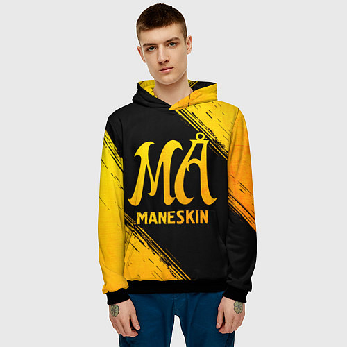 Мужская толстовка Maneskin - gold gradient / 3D-Черный – фото 3