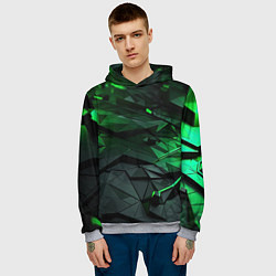 Толстовка-худи мужская Мир абстрактной зелени, цвет: 3D-меланж — фото 2