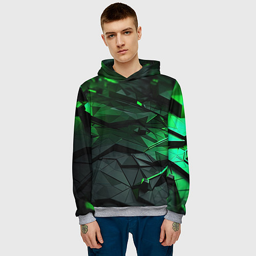 Мужская толстовка Мир абстрактной зелени / 3D-Меланж – фото 3
