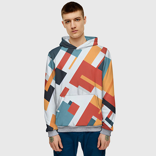 Мужская толстовка Геометрический узор - нейросеть / 3D-Меланж – фото 3