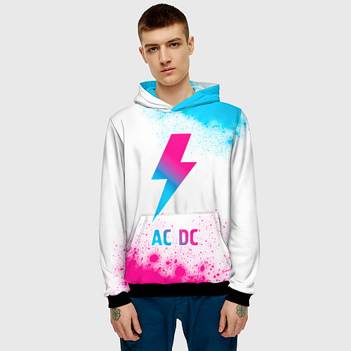 Мужская толстовка AC DC neon gradient style / 3D-Черный – фото 3