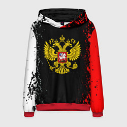 Толстовка-худи мужская Россия герб краски, цвет: 3D-красный