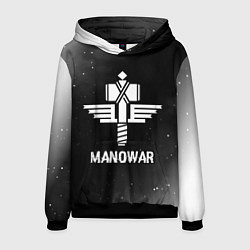 Толстовка-худи мужская Manowar glitch на темном фоне, цвет: 3D-черный