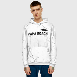 Толстовка-худи мужская Papa Roach glitch на светлом фоне посередине, цвет: 3D-белый — фото 2