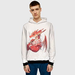Толстовка-худи мужская Красный дракон в свитере, цвет: 3D-черный — фото 2
