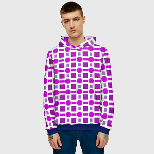 Мужская толстовка Фиолетовые кирпичики и белые полосы / 3D-Синий – фото 3