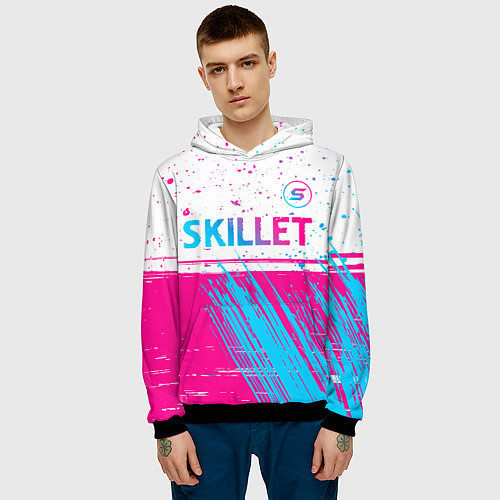 Мужская толстовка Skillet neon gradient style посередине / 3D-Черный – фото 3