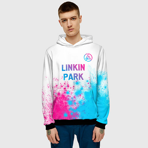 Мужская толстовка Linkin Park neon gradient style посередине / 3D-Черный – фото 3