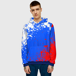 Толстовка-худи мужская Флаг России - брызги, цвет: 3D-синий — фото 2
