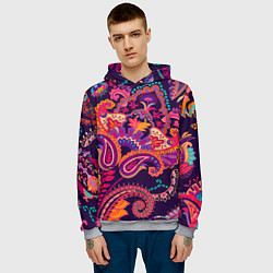 Толстовка-худи мужская Индийские этнические узоры, цвет: 3D-меланж — фото 2
