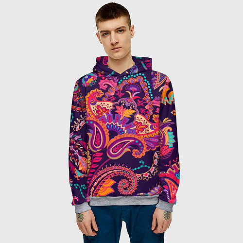 Мужская толстовка Индийские этнические узоры / 3D-Меланж – фото 3