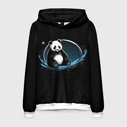 Толстовка-худи мужская Панда сидит, цвет: 3D-белый