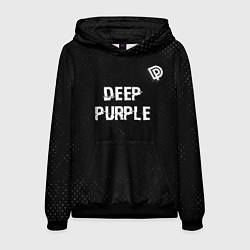 Толстовка-худи мужская Deep Purple glitch на темном фоне посередине, цвет: 3D-черный