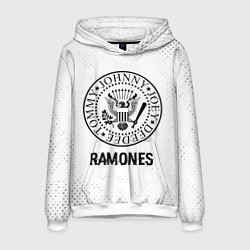 Толстовка-худи мужская Ramones glitch на светлом фоне, цвет: 3D-белый