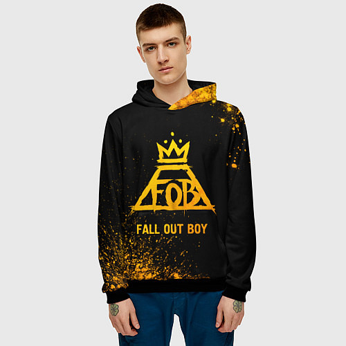 Мужская толстовка Fall Out Boy - gold gradient / 3D-Черный – фото 3