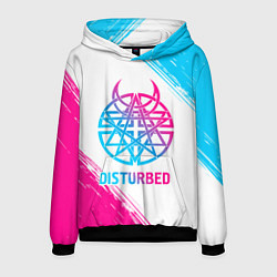 Толстовка-худи мужская Disturbed neon gradient style, цвет: 3D-черный