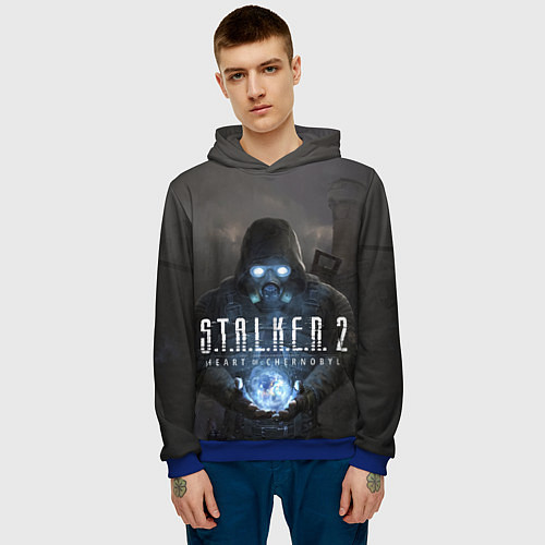 Мужская толстовка STALKER 2 одиночка с артефактом / 3D-Синий – фото 3