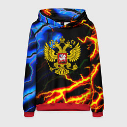 Толстовка-худи мужская Россия наша страна герб шторм, цвет: 3D-красный