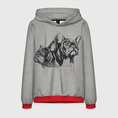 Мужская толстовка Французские бульдоги пара / 3D-Красный – фото 1