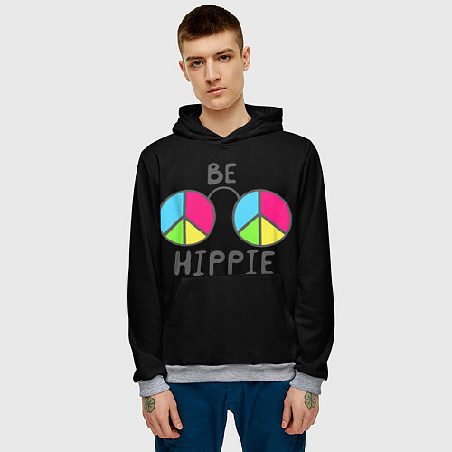 Мужская толстовка Be hippie / 3D-Меланж – фото 3