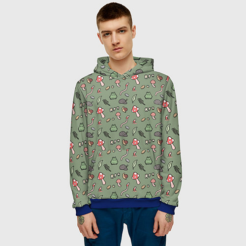 Мужская толстовка Goblincore - паттерн / 3D-Синий – фото 3