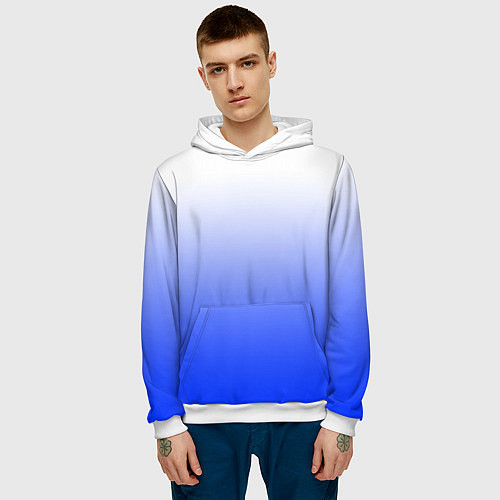 Мужская толстовка Градиент бело-синий / 3D-Белый – фото 3