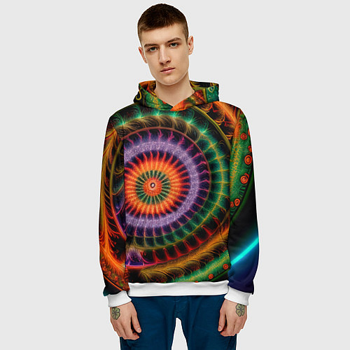 Мужская толстовка Фрактальная абстракция / 3D-Белый – фото 3