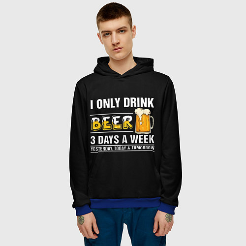 Мужская толстовка I only drink beer 3 days a week / 3D-Синий – фото 3