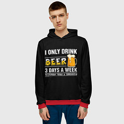 Толстовка-худи мужская I only drink beer 3 days a week, цвет: 3D-красный — фото 2