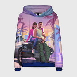 Толстовка-худи мужская Jason & Lucia - GTA 6 official art, цвет: 3D-синий