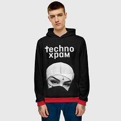 Толстовка-худи мужская Techno храм монашка в маске, цвет: 3D-красный — фото 2